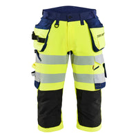 Blaklader 1123 Hi Vis Pirate Trousers 4 Way Stretch Hi Vis Yellow Navy Blue Front