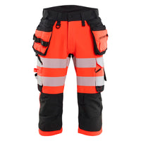 Blaklader 1123 Hi Vis Pirate Trousers 4 Way Stretch Red Hi Vis Black Front