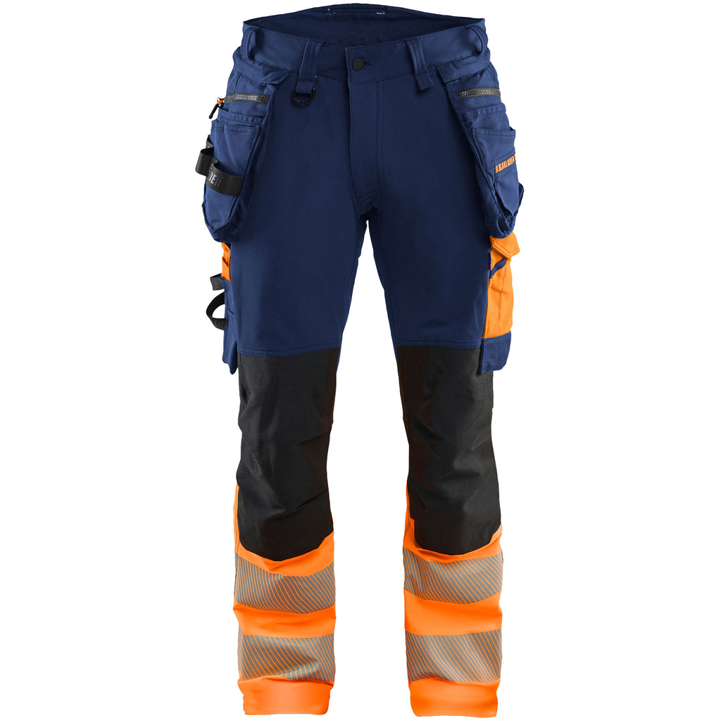 Blaklader 1125 Hi Vis Trousers 4 Way Stretch Navy Blue Hi Vis Orange Main