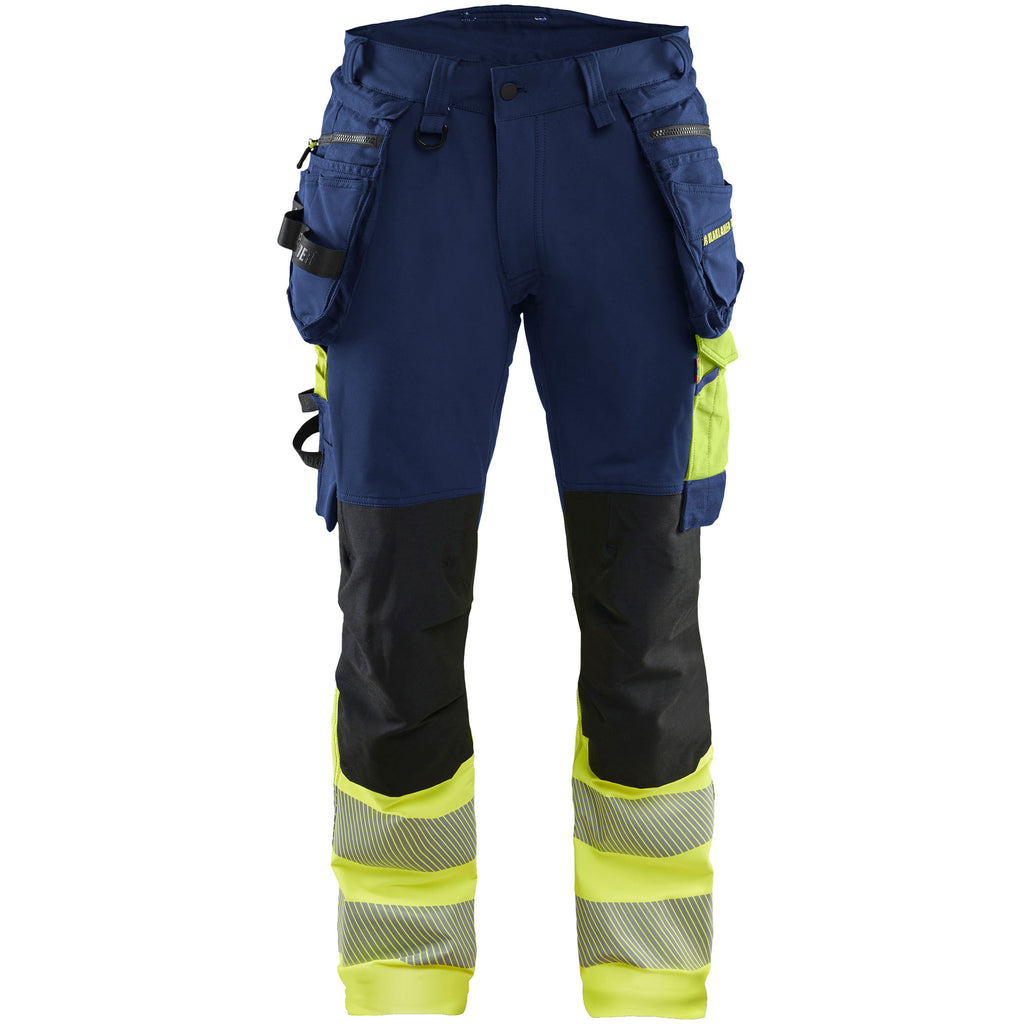 Blaklader 1125 Hi Vis Trousers 4 Way Stretch Navy Blue Hi Vis Yellow Main