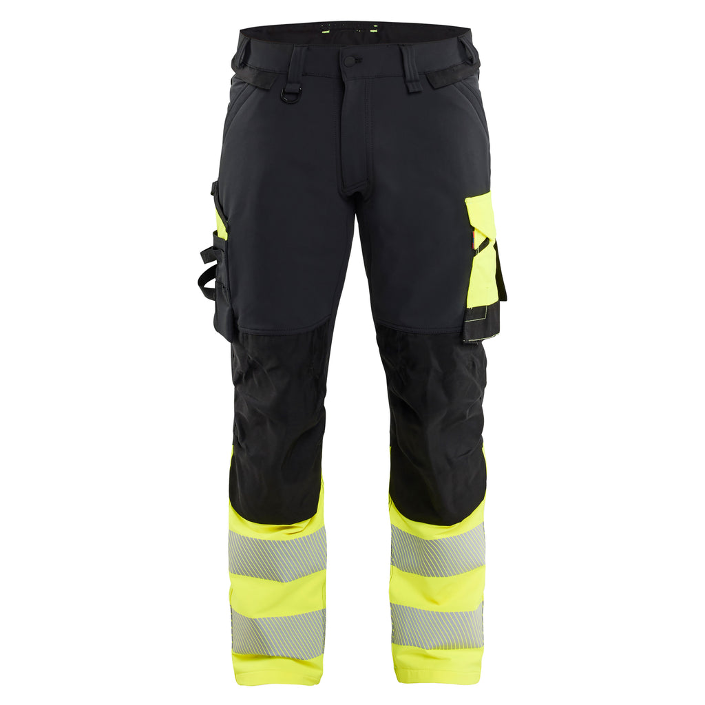 Blaklader 1126 Hi Vis Trousers 4 Way Stretch Black Hi Vis Yellow Front