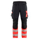 Blaklader 1126 Hi Vis Trousers 4 Way Stretch Black Red Hi Vis Front