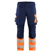 Blaklader 1126 Navy Blue/Orange Hi-Vis Trousers 4-Way Stretch