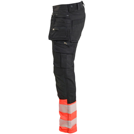 Blaklader 1130 Black/Red Hi-Vis Trousers Stretch With Holster Pockets