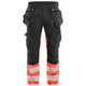 Blaklader 1130 Black/Red Hi-Vis Trousers Stretch With Holster Pockets