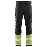 Blaklader 1193 Hi Vis Trousers 4 Way Stretch Without Nail Pockets Black Hi Vis Yellow Main