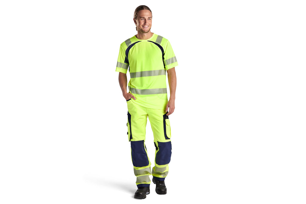 Blaklader 1197 Hi-Vis Trousers, 4-Way Stretch Without Nail Pockets