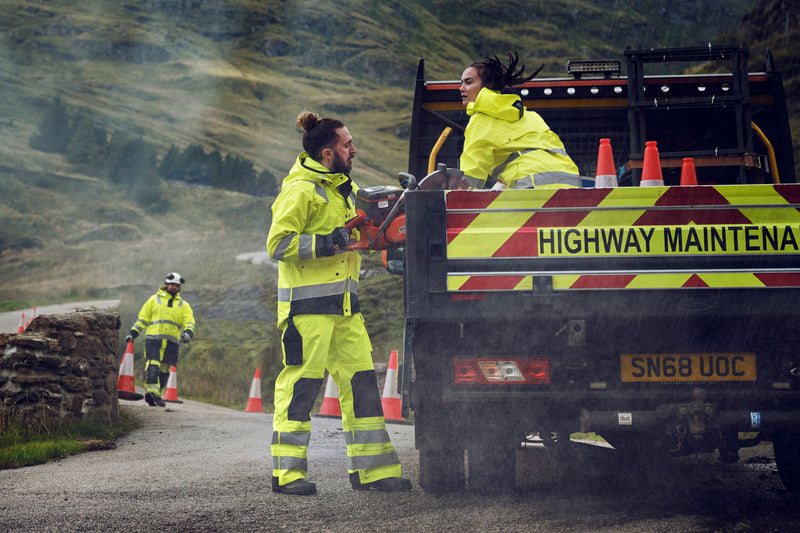 Blaklader 1302 Rain Trousers Hi Vis Yellow Lifestyle
