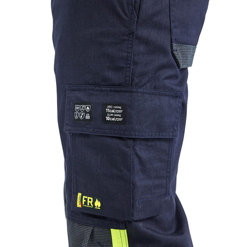 Blaklader 1491 Apc 2 Multinorm Inherent Trousers Navy Blue Hi Vis Yellow Feature 1