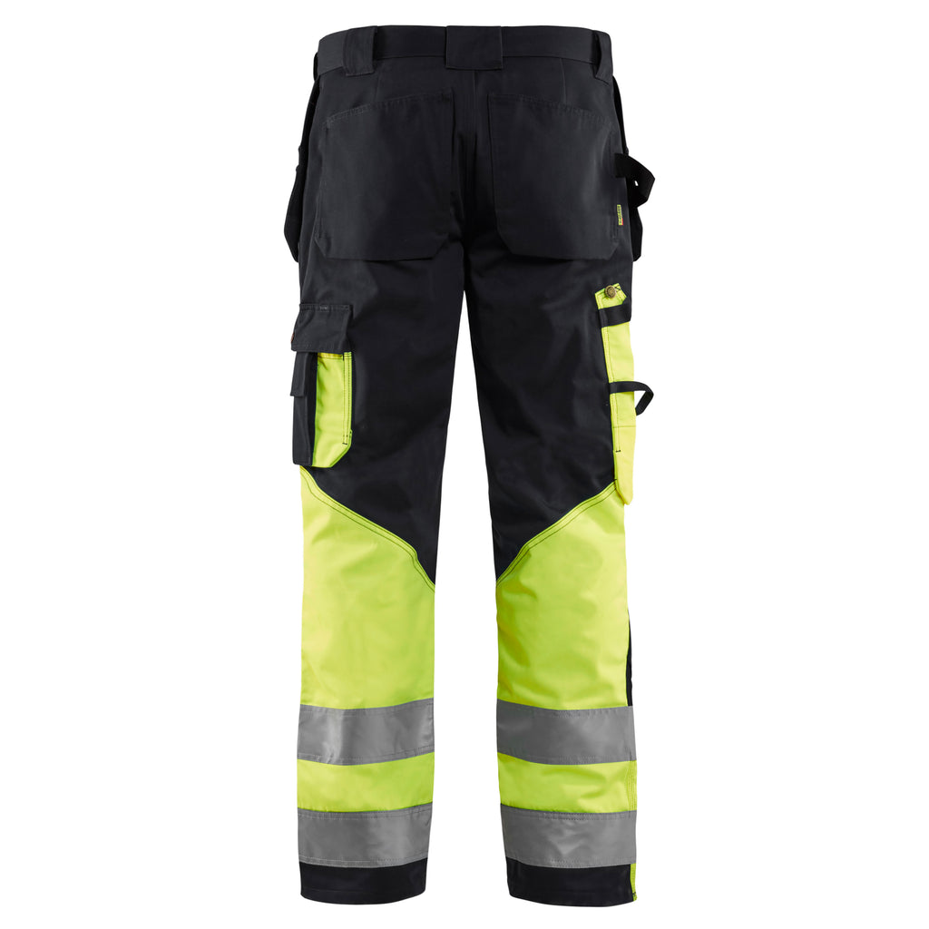 Blaklader 1529 Hi Vis Trousers Black Hi Vis Yellow Back