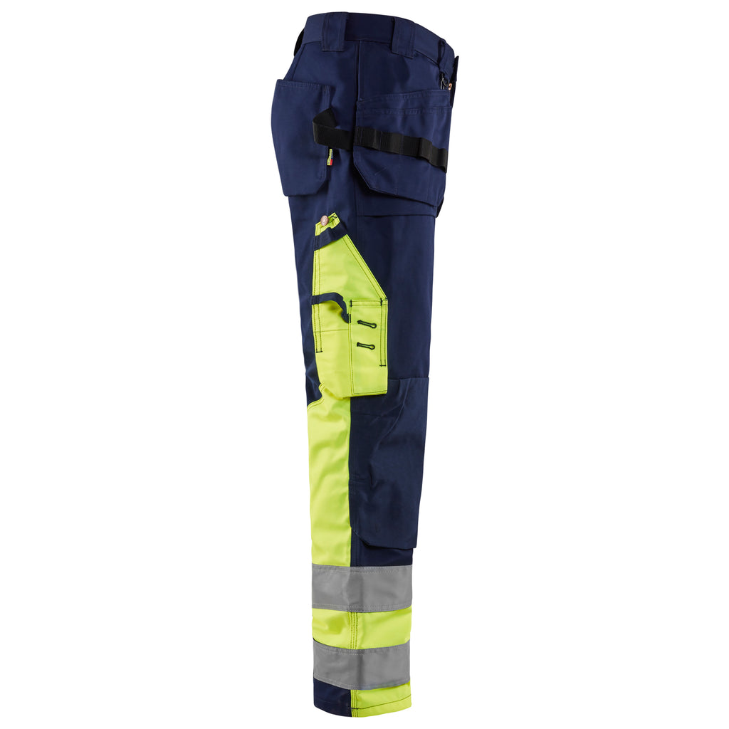 Blaklader 1529 Hi Vis Trousers Navy Blue Hi Vis Yellow Right