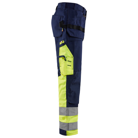 Blaklader 1529 Hi Vis Trousers Navy Blue Hi Vis Yellow Right