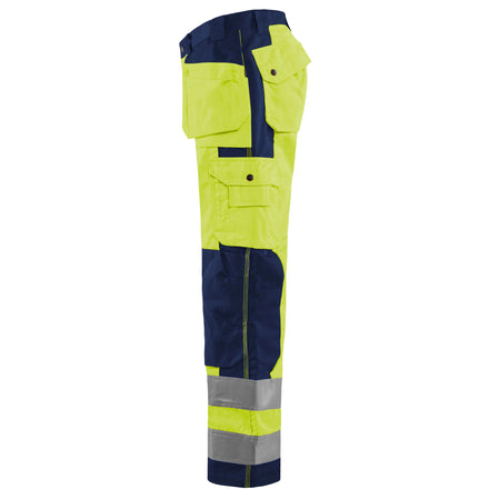 Blaklader 1533 Hi Vis Trousers Hi Vis Yellow Navy Blue Left