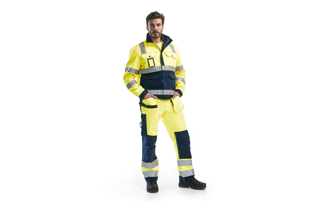 Blaklader 1533 Hi-Vis Yellow/Navy Blue Trousers With Holster Pockets