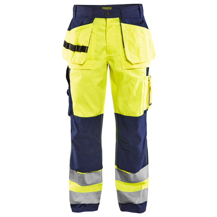 Blaklader 1533 Hi Vis Trousers Hi Vis Yellow Navy Blue Main