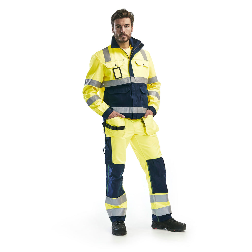 Blaklader 1533 Hi Vis Trousers Hi Vis Yellow Navy Blue Model