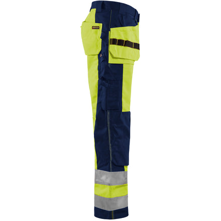 Blaklader 1533 Hi Vis Trousers Hi Vis Yellow Navy Blue Right