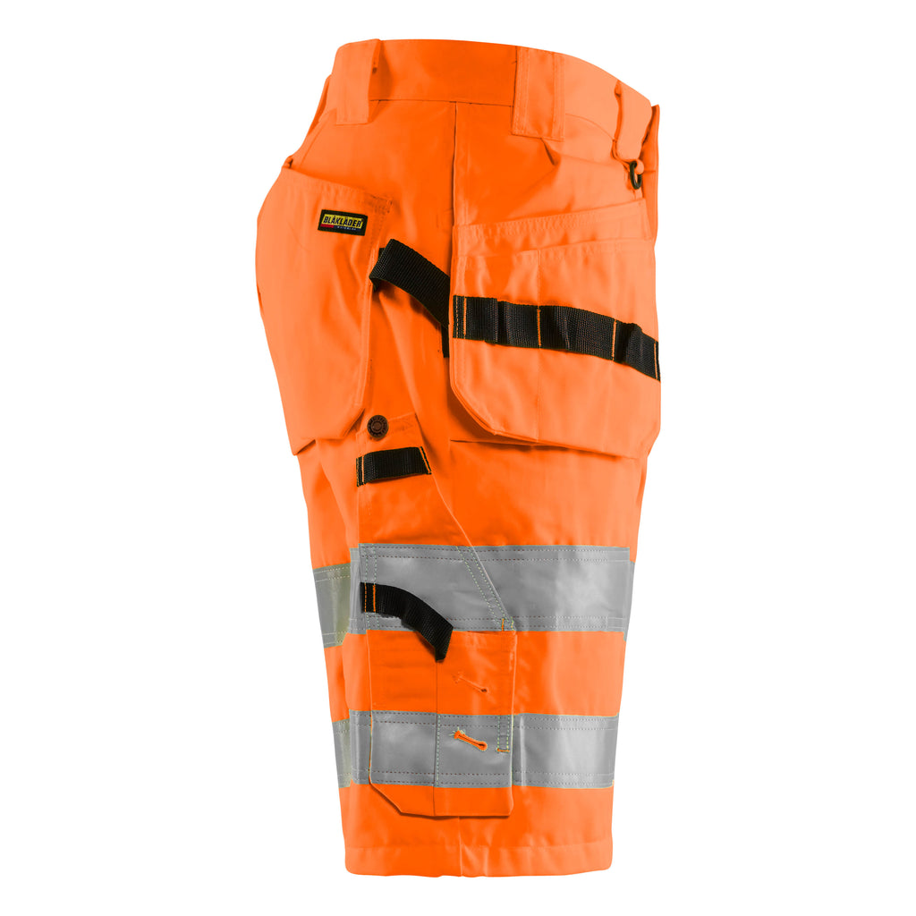 Blaklader 1535 Hi Vis Shorts Hi Vis Orange Navy Blue Right