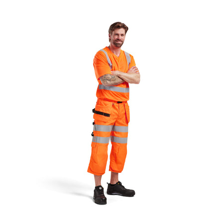 Blaklader 1539 Hi Vis Pirate Shorts Hi Vis Orange Navy Blue Model