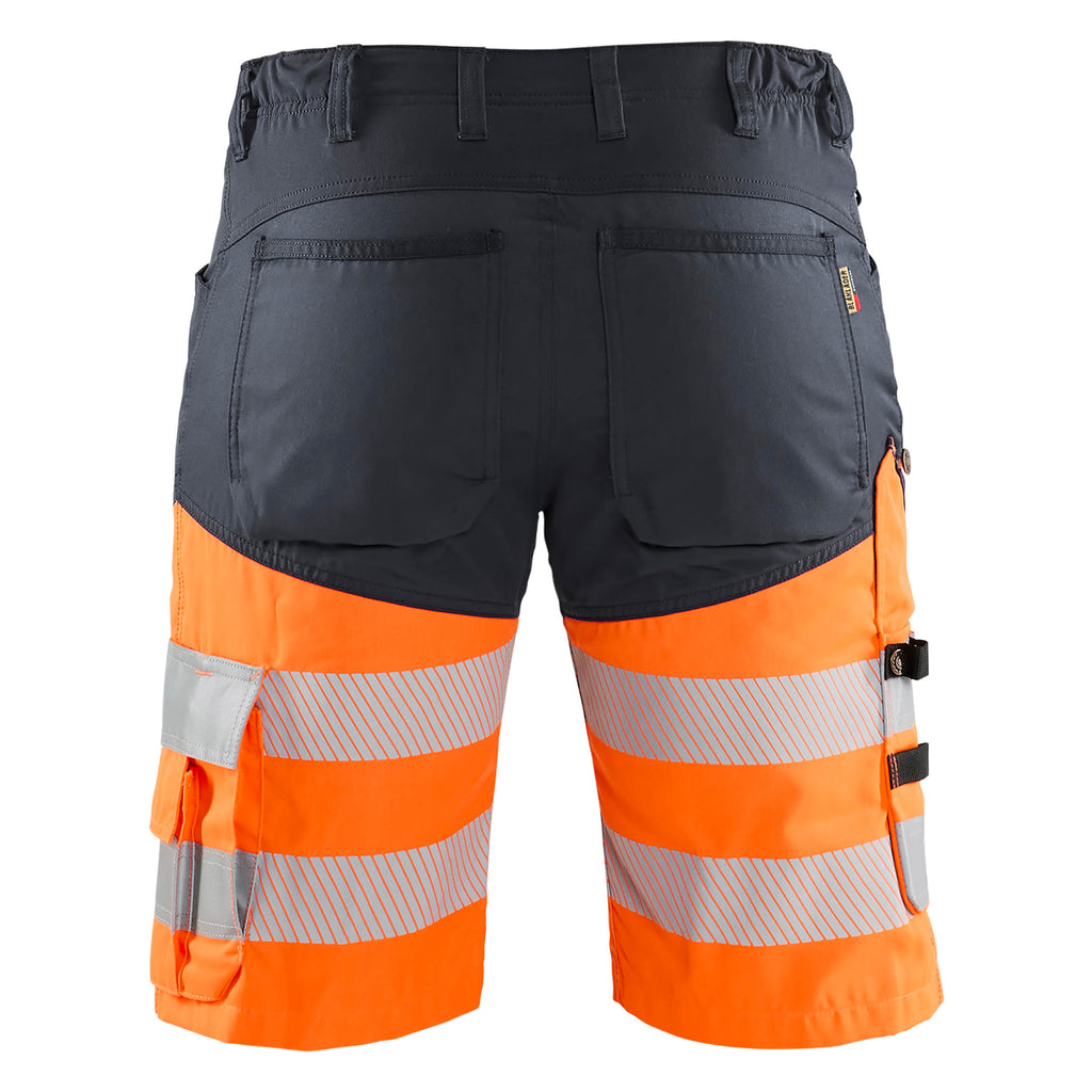 Blaklader 1541 Hi Vis Shorts With Stretch Grey Hi Vis Orange Back
