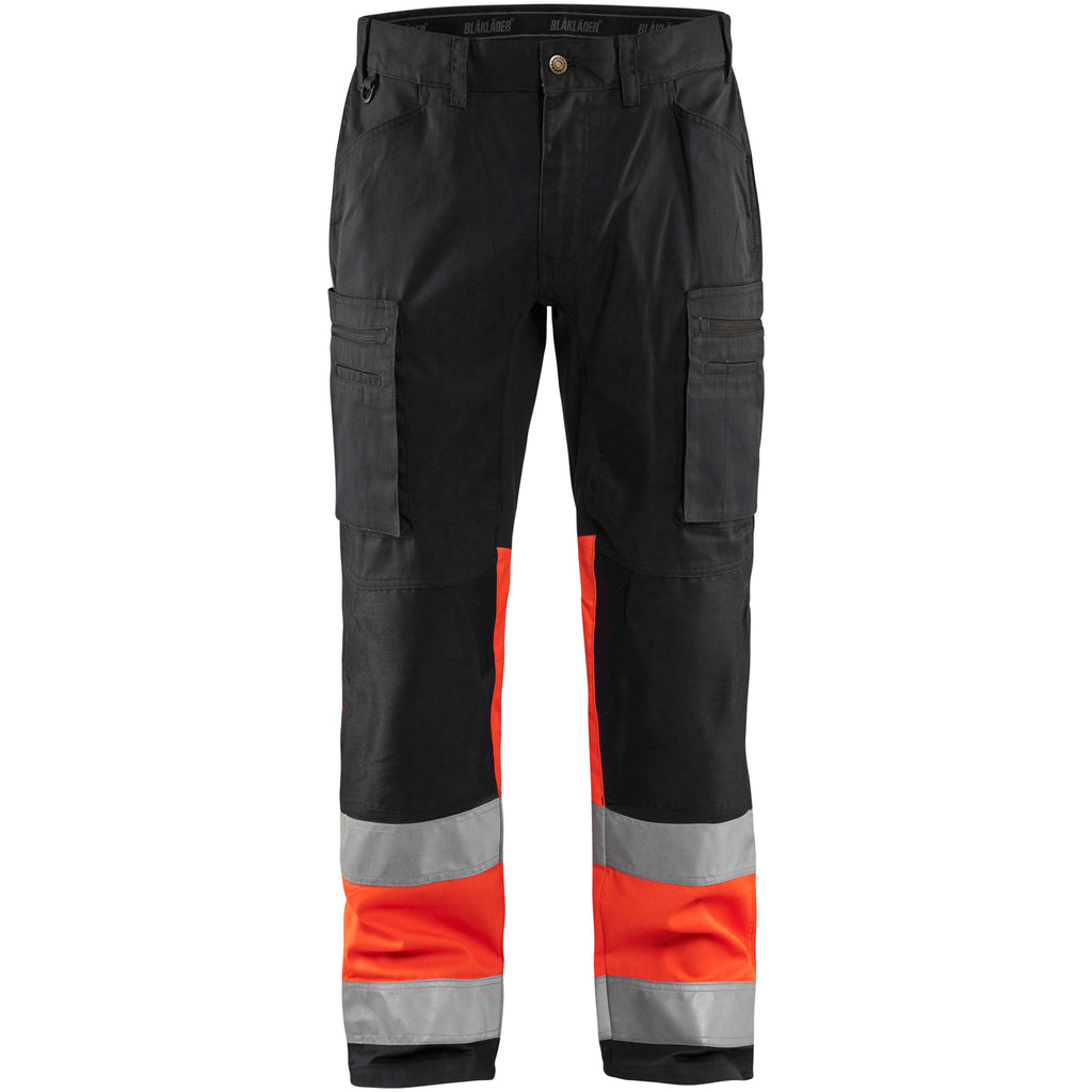 Blaklader 1551 Hi Vis Trousers With Stretch Black Hi Vis Red Main