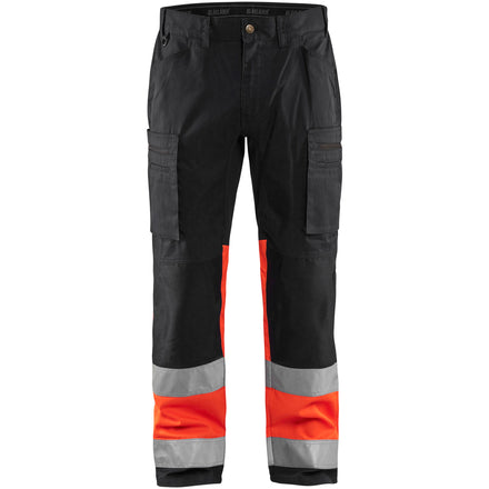 Blaklader 1551 Hi Vis Trousers With Stretch Black Hi Vis Red Main