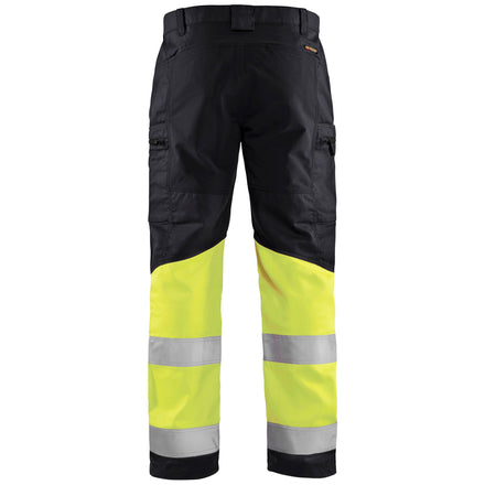 Blaklader 1551 Hi Vis Trousers With Stretch Black Hi Vis Yellow Back