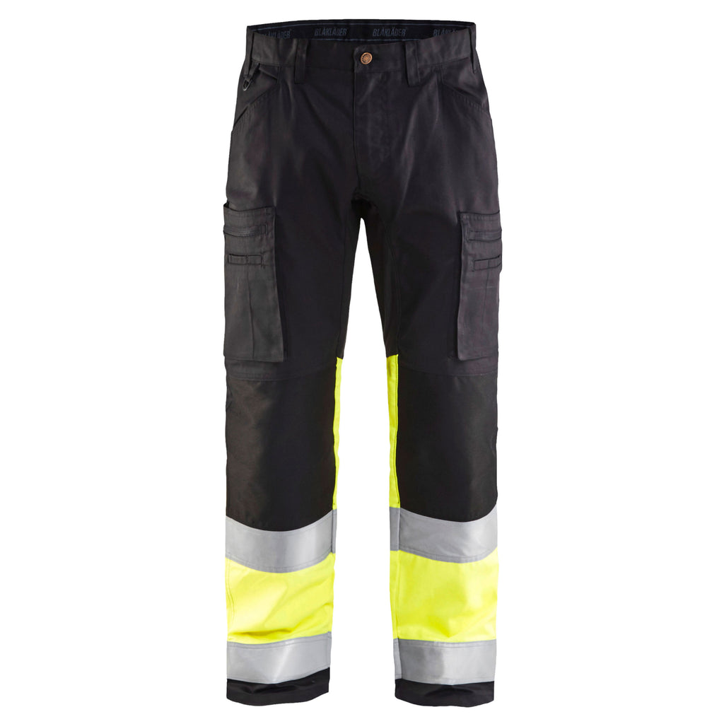 Blaklader 1551 Hi Vis Trousers With Stretch Black Hi Vis Yellow Main