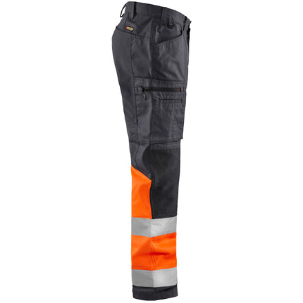 Blaklader 1551 Hi Vis Trousers With Stretch Grey Hi Vis Orange Right