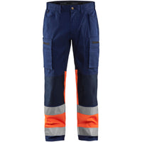 Blaklader 1551 Hi Vis Trousers With Stretch Navy Blue Hi Vis Orange Main