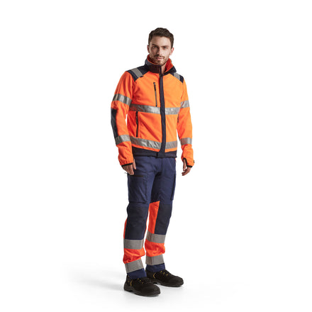 Blaklader 1551 Hi Vis Trousers With Stretch Navy Blue Hi Vis Orange Model