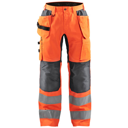 Blaklader 1552 Hi Vis Trousers With Stretch Hi Vis Orange Grey Main