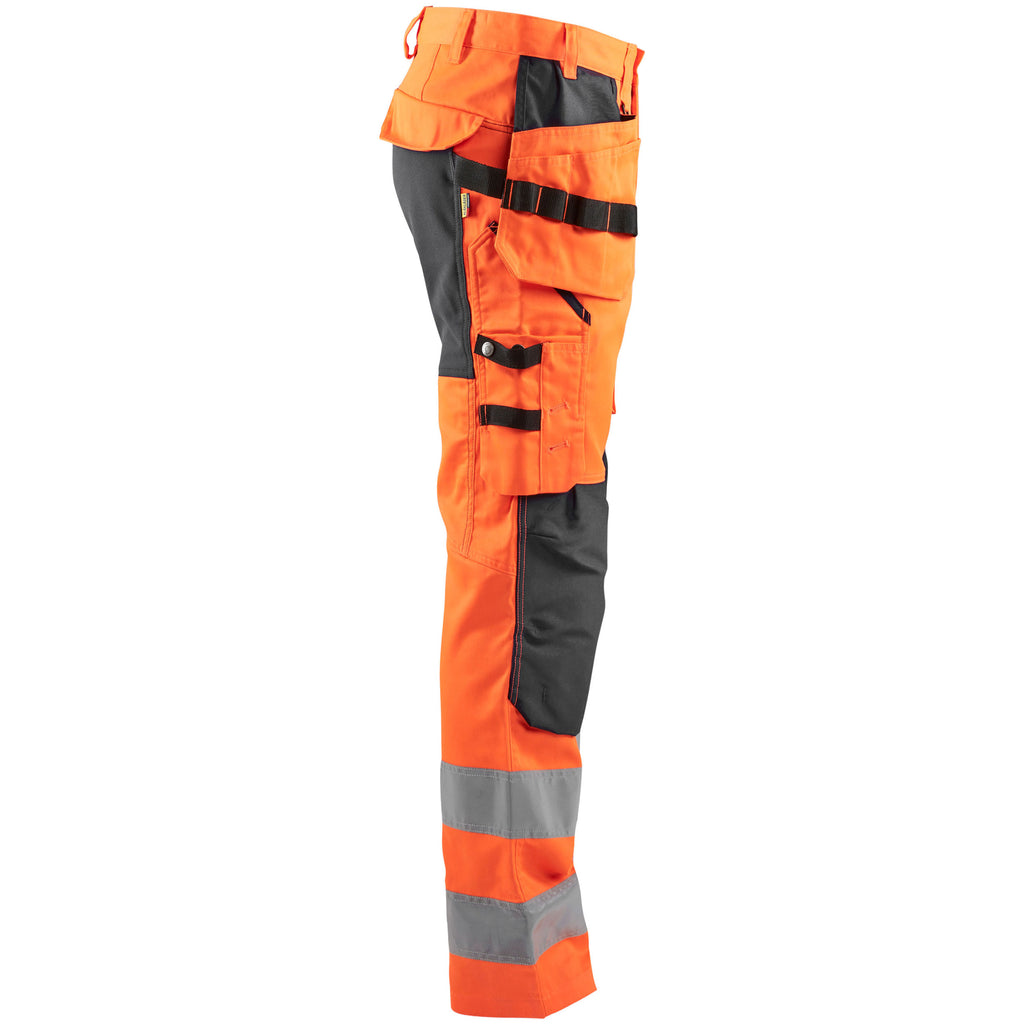 Blaklader 1552 Hi Vis Trousers With Stretch Hi Vis Orange Grey Right