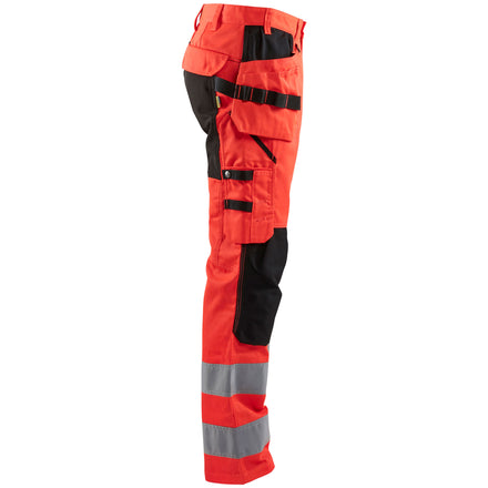 Blaklader 1552 Hi Vis Trousers With Stretch Hi Vis Red Black Right