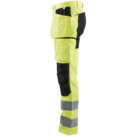 Blaklader 1552 Hi Vis Trousers With Stretch Hi Vis Yellow Black Left