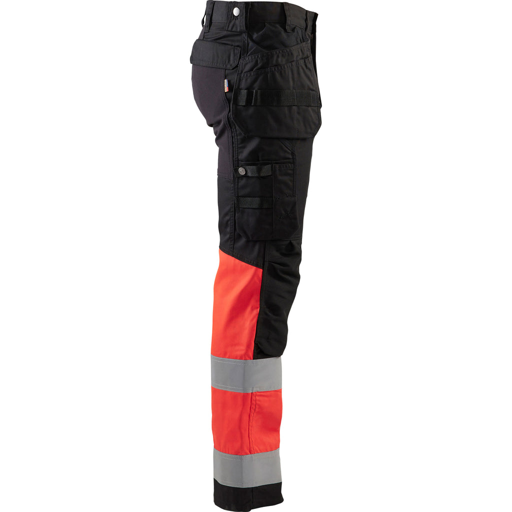 Blaklader 1558 Hi Vis Trousers With Stretch Black Hi Vis Red Right