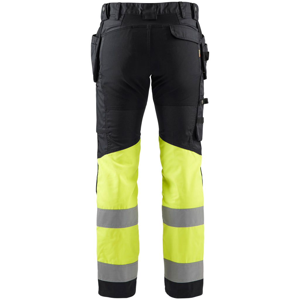 Blaklader 1558 Hi Vis Trousers With Stretch Black Hi Vis Yellow Back