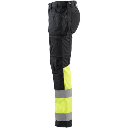 Blaklader 1558 Hi Vis Trousers With Stretch Black Hi Vis Yellow Left