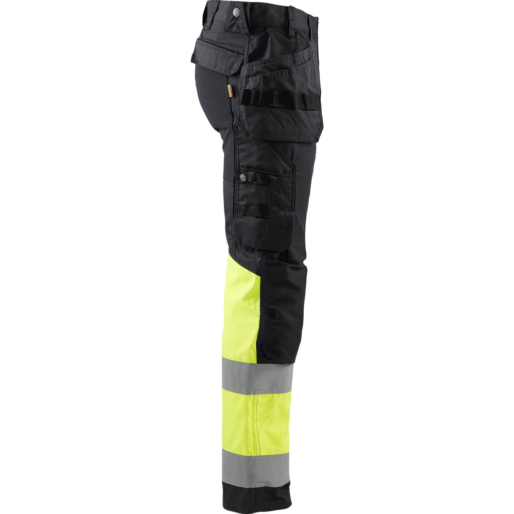 Blaklader 1558 Hi Vis Trousers With Stretch Black Hi Vis Yellow Right