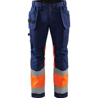 Blaklader 1558 Hi Vis Trousers With Stretch Navy Blue Hi Vis Orange Main