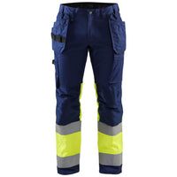 Blaklader 1558 Hi Vis Trousers With Stretch Navy Blue Hi Vis Yellow Main