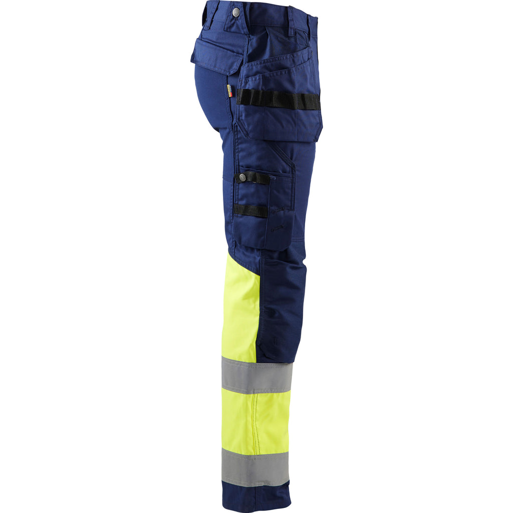 Blaklader 1558 Hi Vis Trousers With Stretch Navy Blue Hi Vis Yellow Right