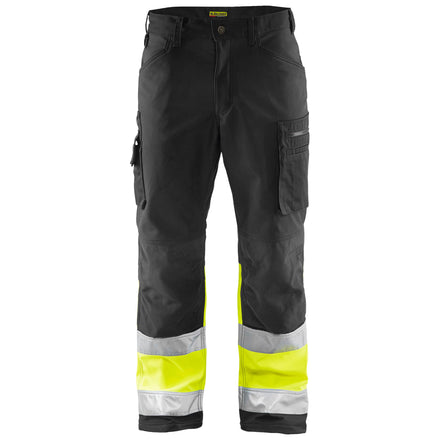 Blaklader 1562 Hi Vis Softshell Trousers Black Hi Vis Yellow Main