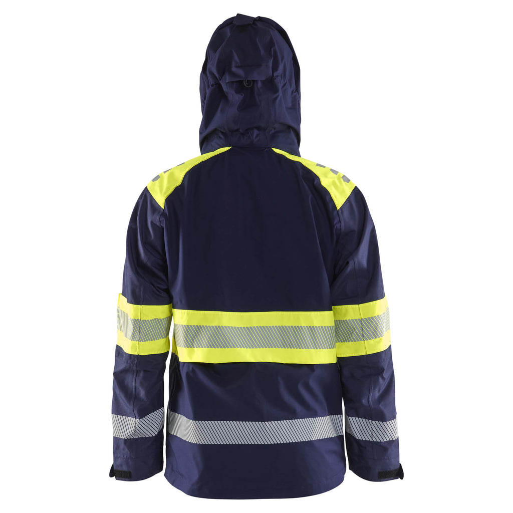 Blaklader 1562 Hi Vis Softshell Trousers Navy Blue Hi Vis Yellow Lifestyle Square