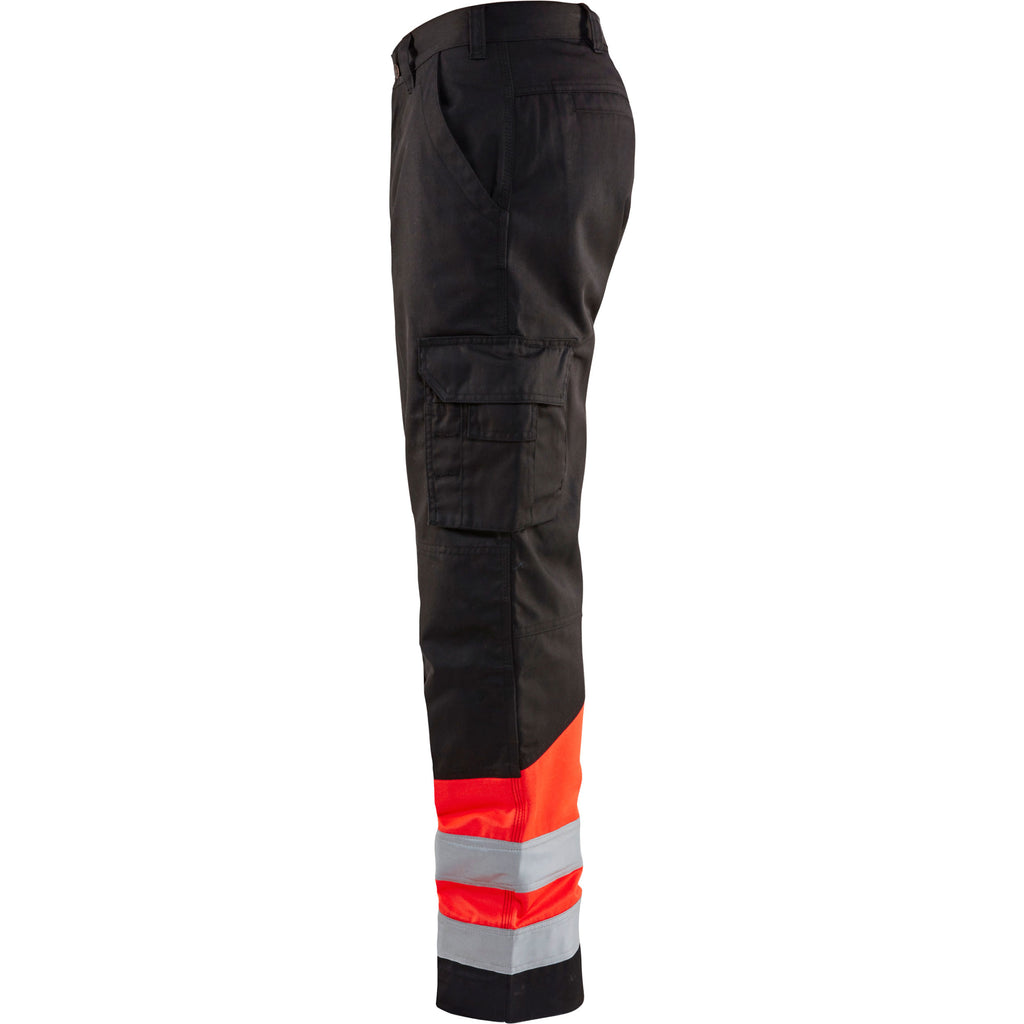 Blaklader 1564 Hi Vis Trousers Black Hi Vis Red Left