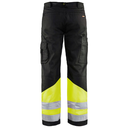 Blaklader 1564 Hi Vis Trousers Black Hi Vis Yellow Back