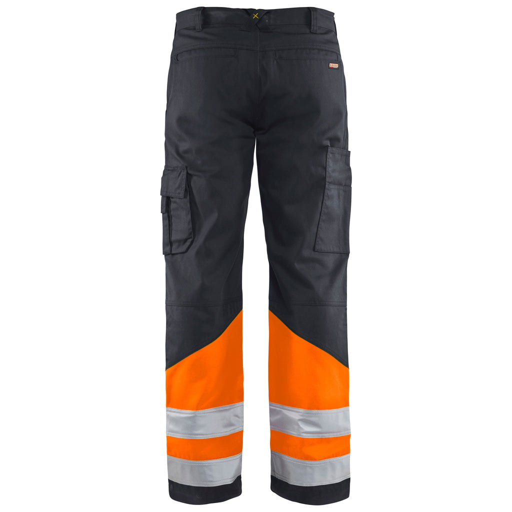 Blaklader 1564 Hi Vis Trousers Grey Hi Vis Orange Back