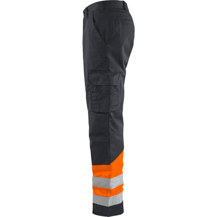 Blaklader 1564 Hi Vis Trousers Grey Hi Vis Orange Left