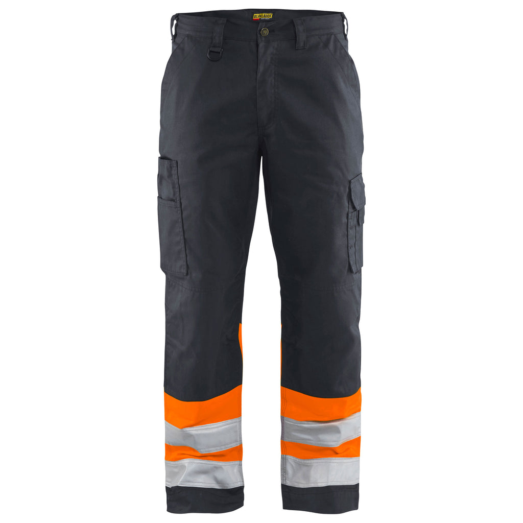 Blaklader 1564 Hi Vis Trousers Grey Hi Vis Orange Main