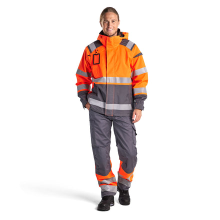 Blaklader 1564 Hi Vis Trousers Grey Hi Vis Orange Model